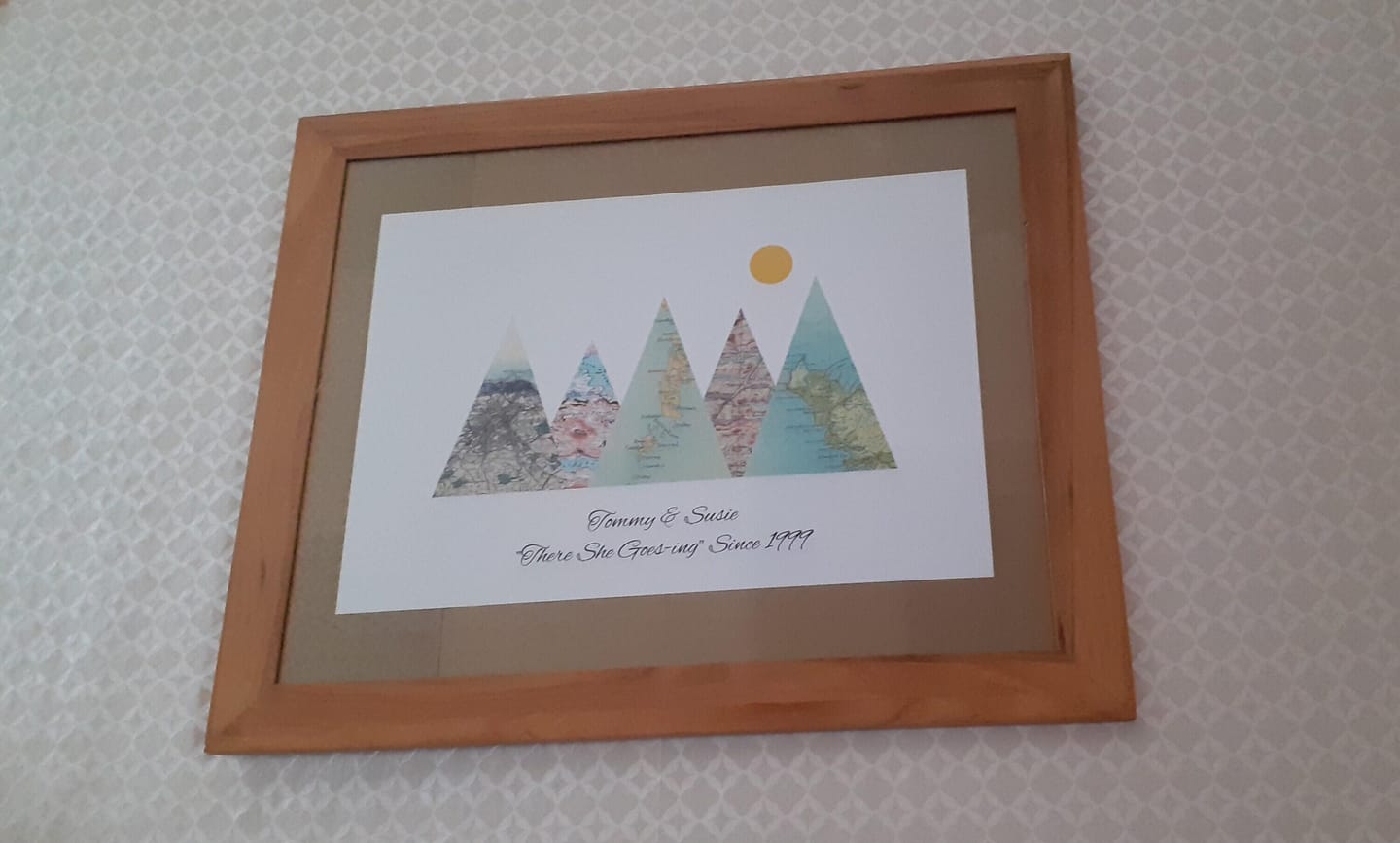 Customer photo review of Personalised Travel Map Mountain Print