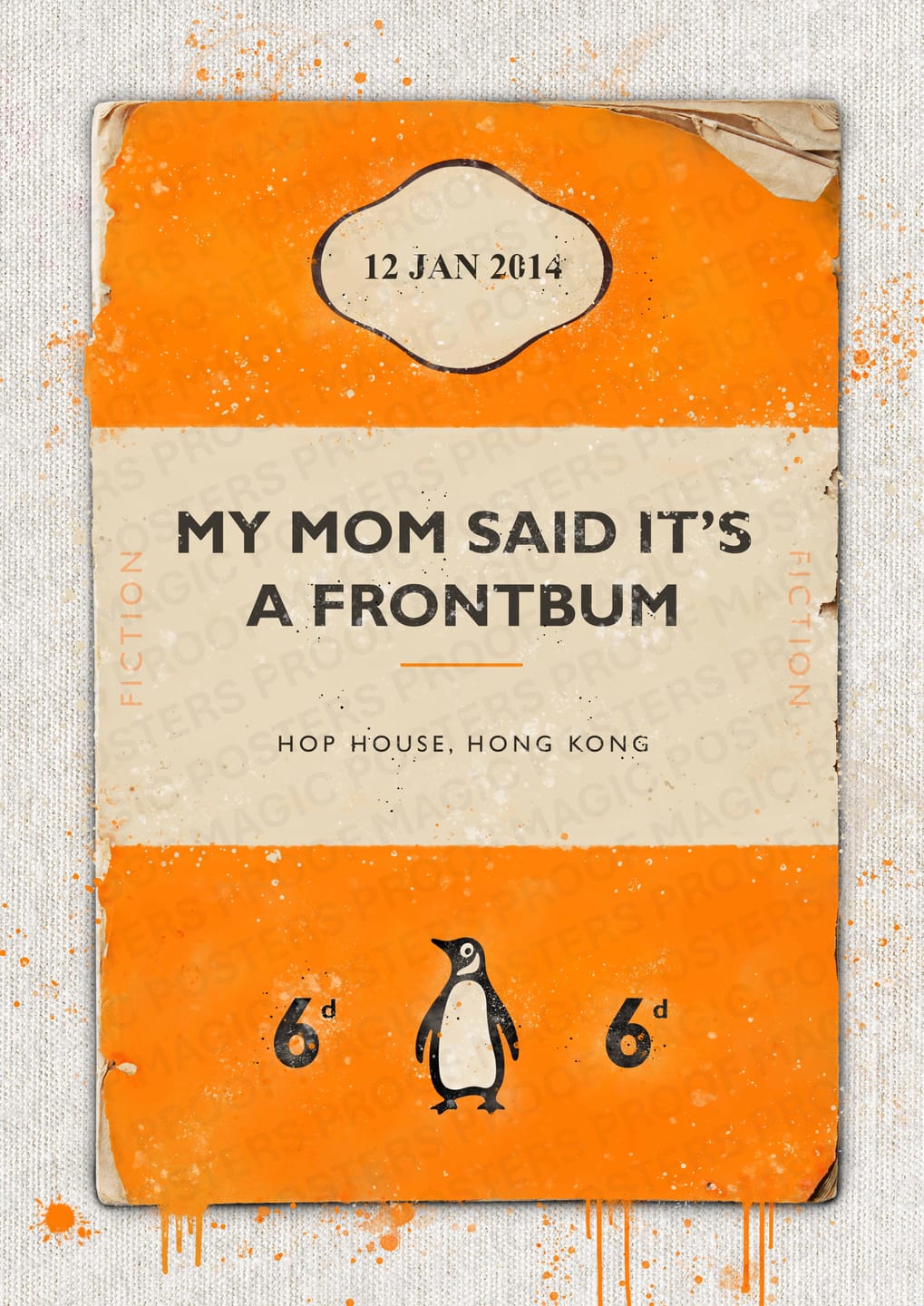 Customer photo review of Personalised Book Cover Art Print (Orange)
