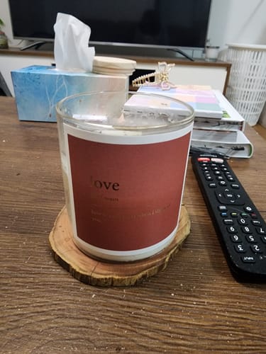 Customer photo review of FOIL Dictionary Meaning Love Candle