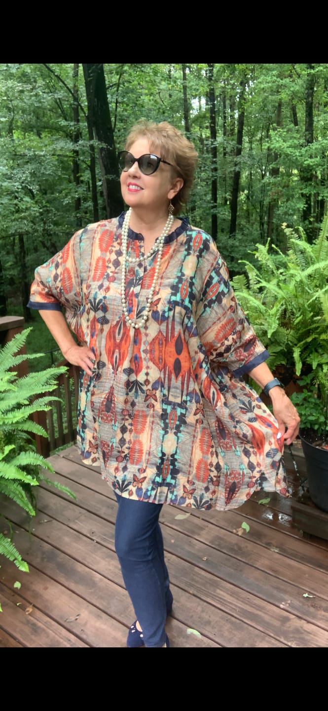 Customer photo review of Plus Size - Ramie Floral Vintage Women Print Casual Shirt
