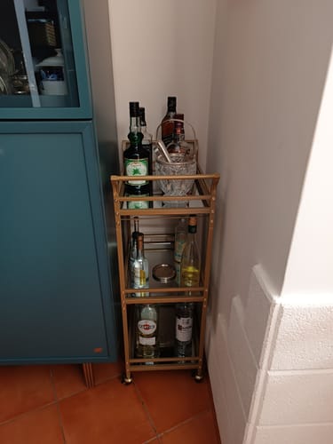 Customer photo review of Καρότσι Μπαρ Τρόλεϊ Κάβα Τραπεζαρίας με Καθρέφτη Βοηθητικό Τραπεζάκι Κουζίνας Χρυσό-Μαύρο LR-C091A62