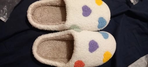 Customer photo review of Zia Colorful Heart Slippers