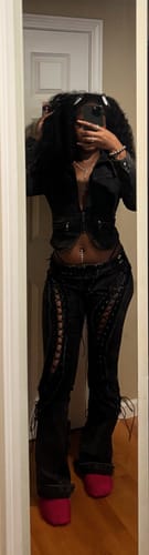 Customer photo review of THE VILLAIN MOTO JACKET (BLACK DENIM)