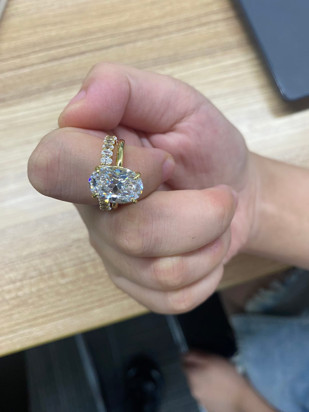 Customer photo review of S925 4.5Ct Luxury Oval Cut 2PC Wedding Ring Set In Sterling Silver Stackable Rings For Everyday Wear
