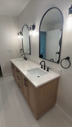 Customer photo review of Bridgeport 72" White Oak Bathroom Vanity, Double Sink