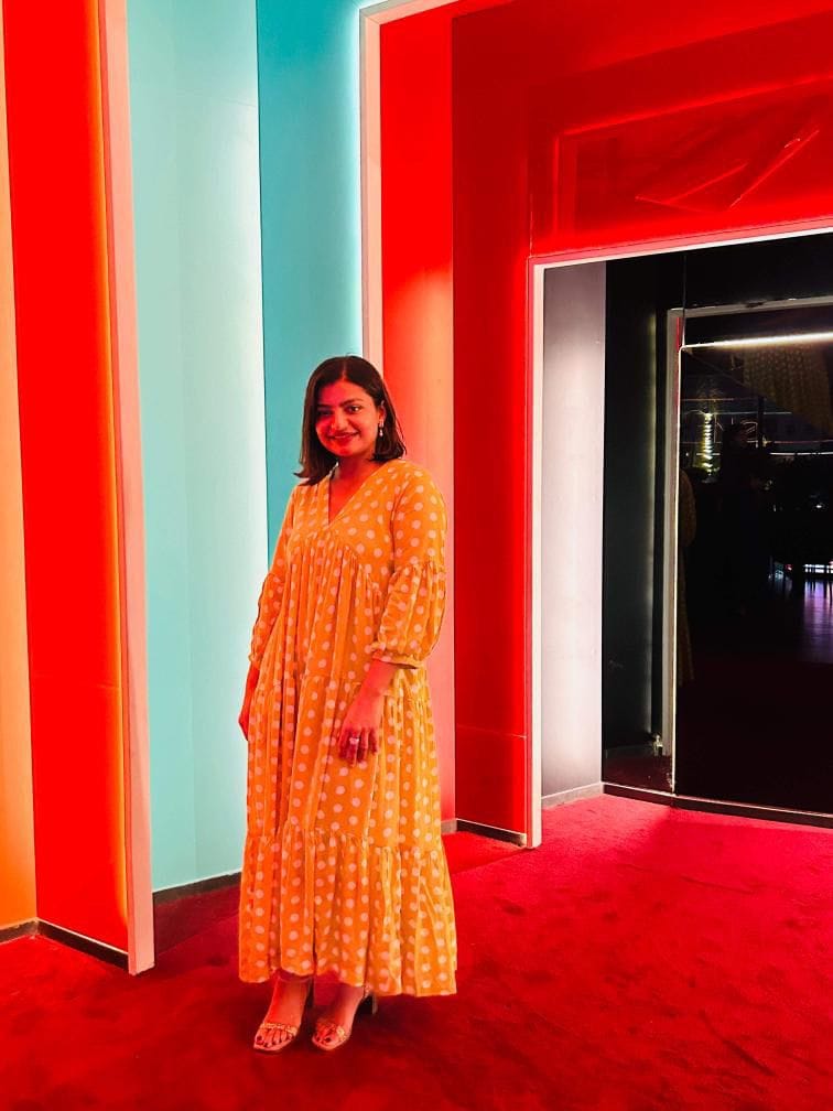 Customer photo review of Bonjour Yellow Polka Modal Maxi Dress