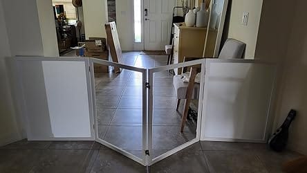 Customer photo review of FairyBaby Clear Freestanding Foldable Dog Gate