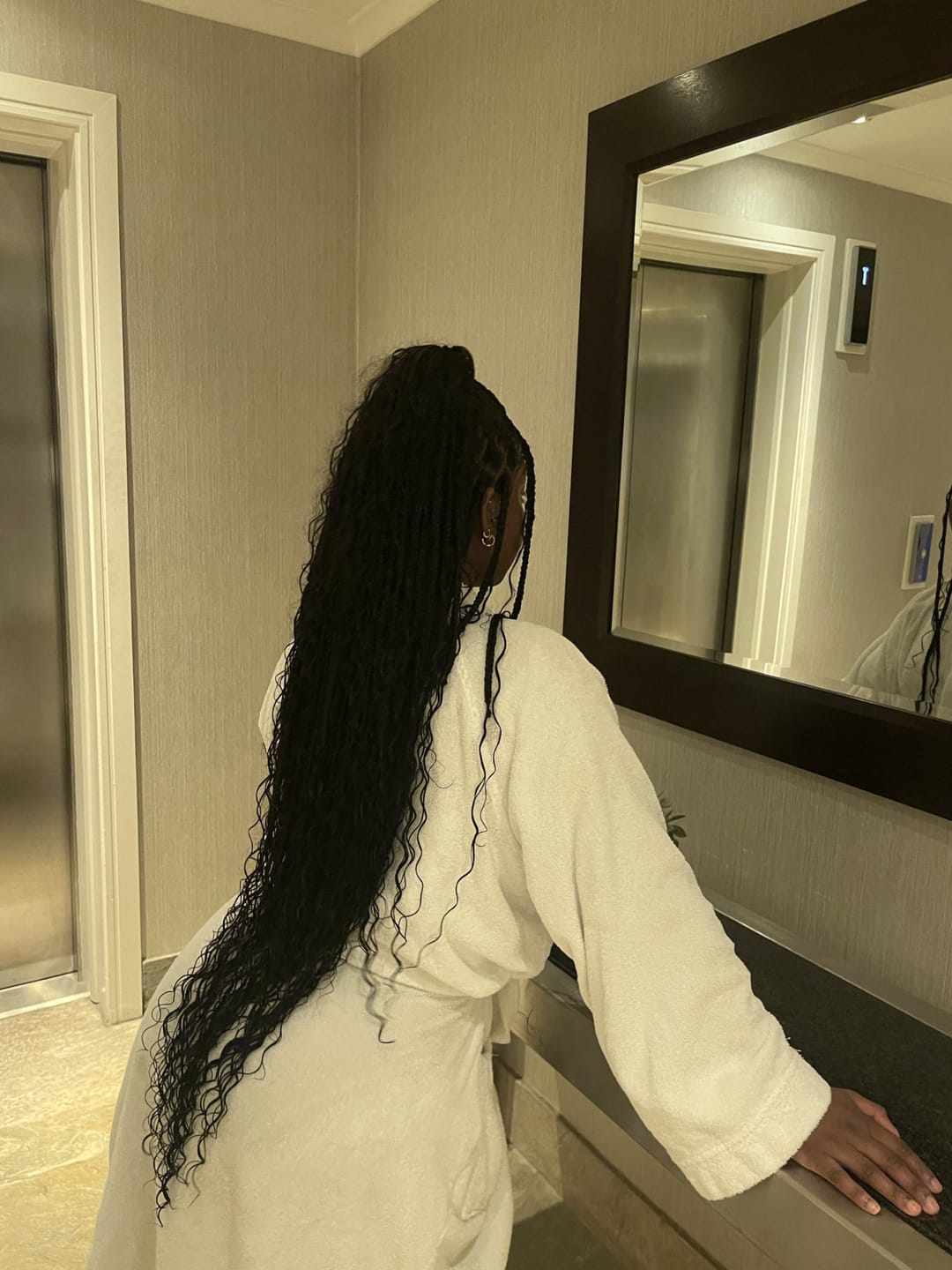Customer photo review of Swiss HD Full Lace Human Hair Boho Curls 36" Knotless Boho Box Braided Wig