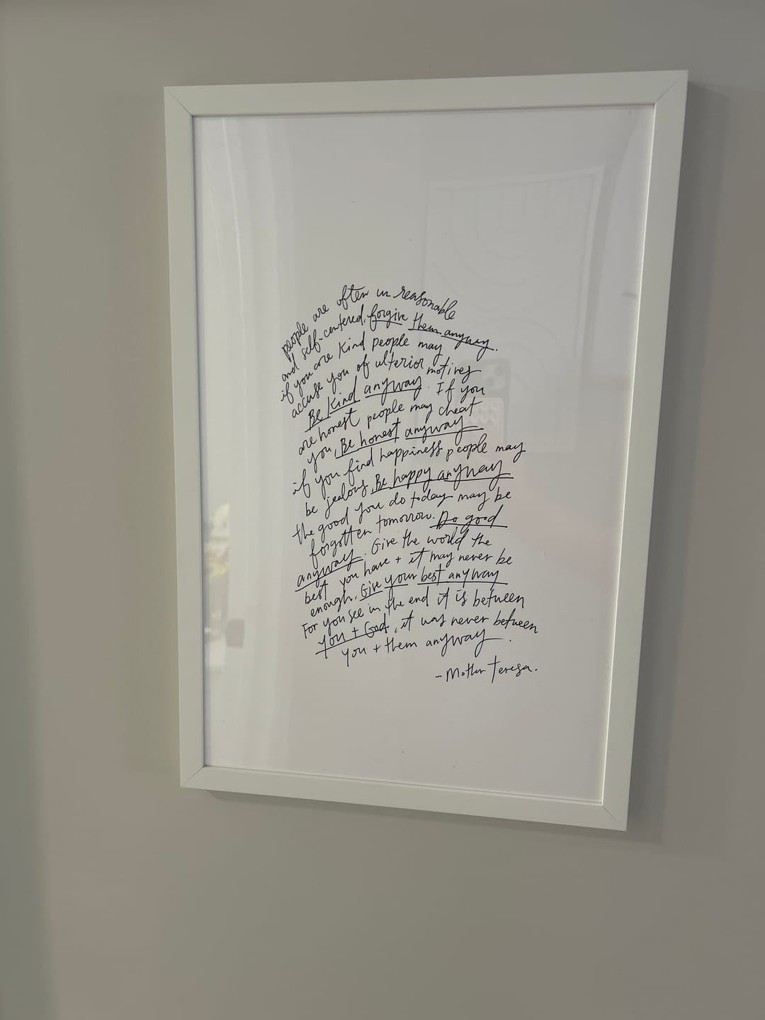 Customer photo review of 11x17 Do It Anyway Poem