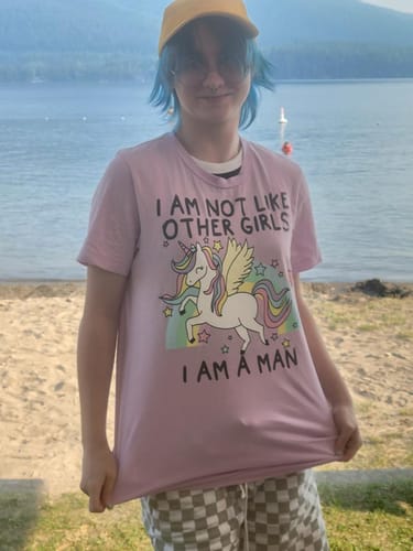 Customer photo review of I Am Not Like Other Girls I Am A Man (Unicorn) Unisex t-shirt