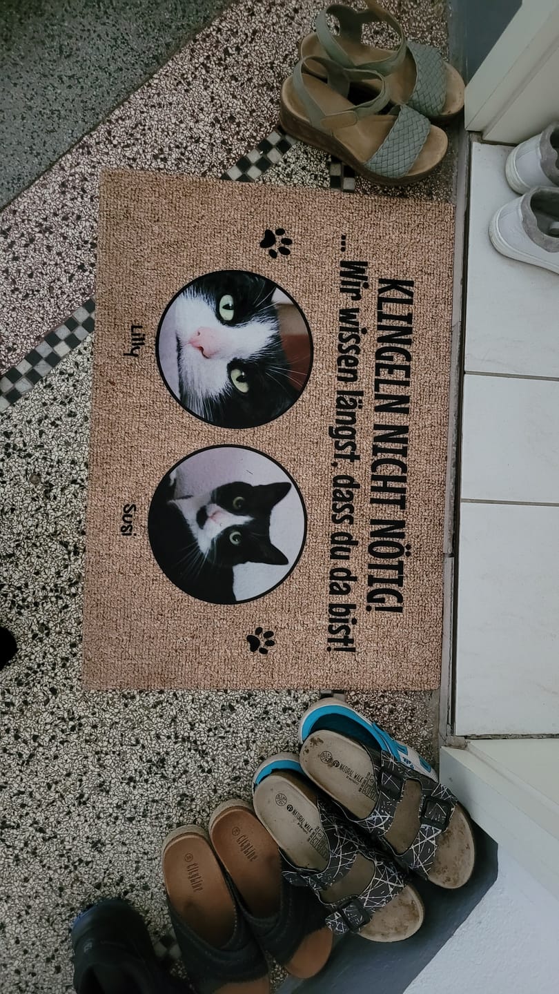 Customer photo review of Klingeln nicht nötig mit Foto - individuelle Fußmatte