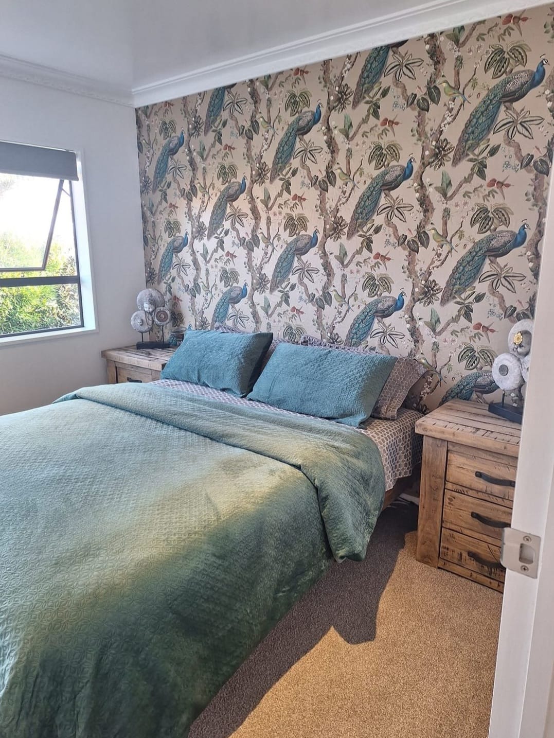 Customer photo review of Cassia - Exotic Peacock Wallpaper - Aqua