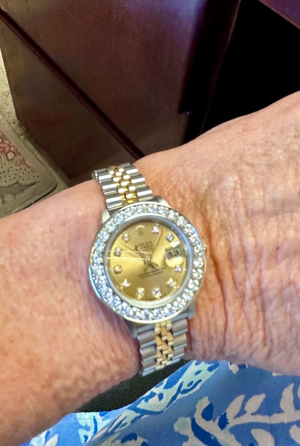 Customer photo review of 2 Carat Custom Diamond Bezel To Fit Rolex Datejust Or Date Watches