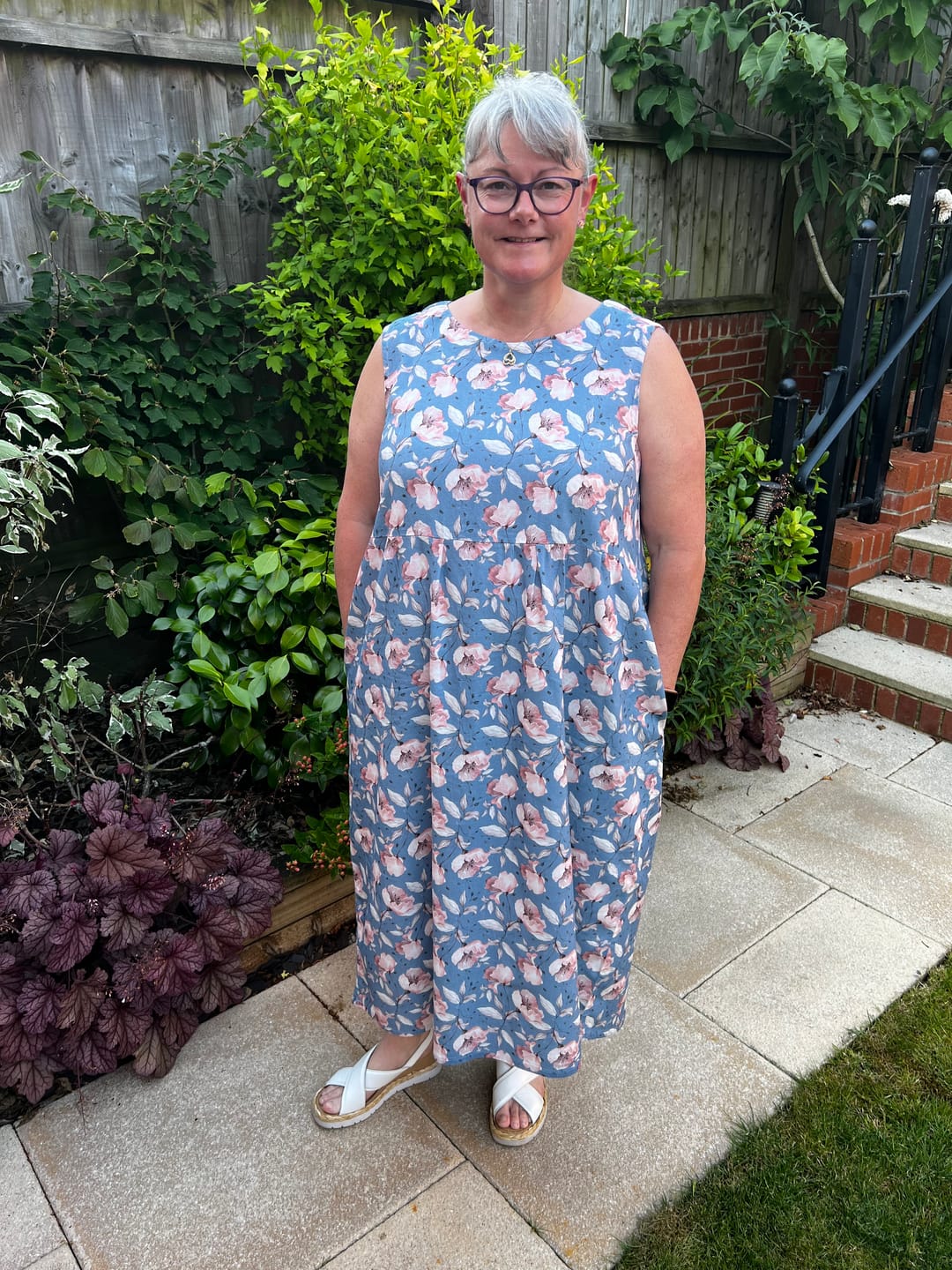 Customer photo review of Pink Floral Linen Viscose Fabric