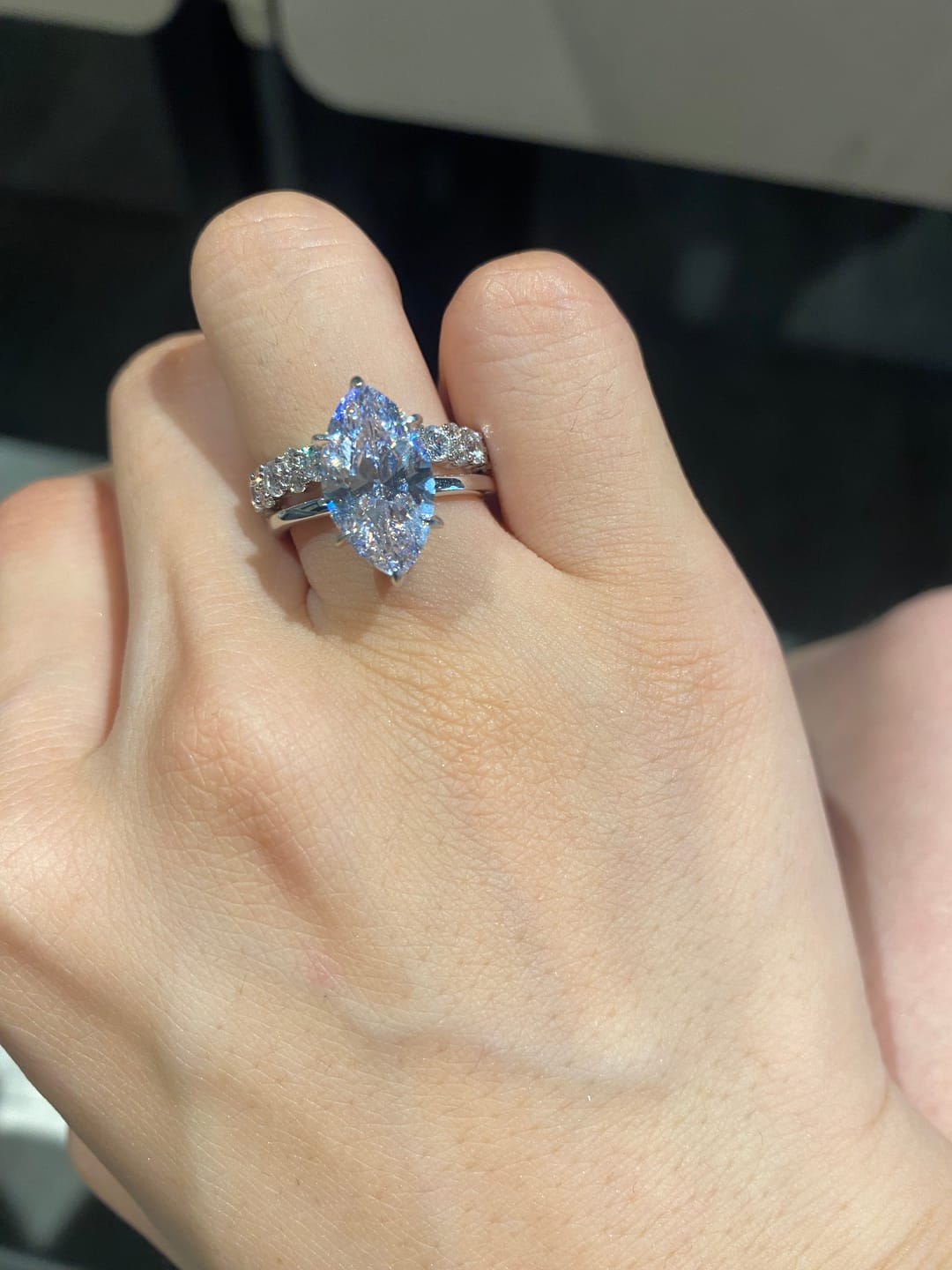 Customer photo review of S925 Special 3.0Ct Marquise Cut Wedding Set Bridal Rings With Wedding Band Travel Rings