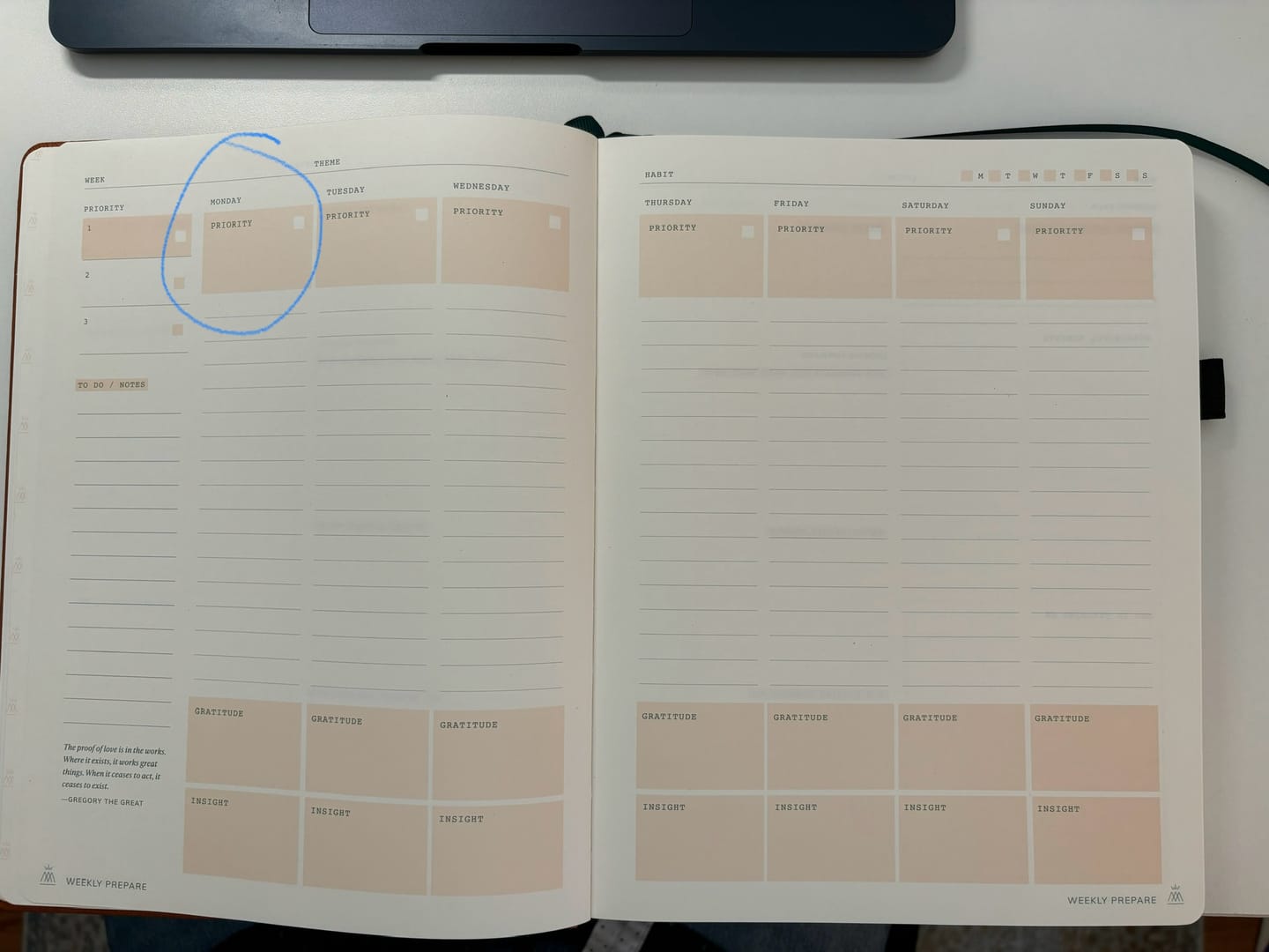 Customer photo review of Monk Manual™ Weekly Planner