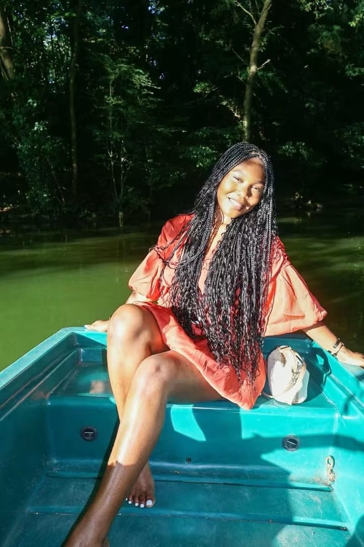 Customer photo review of Swiss HD Full Lace Human Hair Boho Curls 36" Knotless Boho Box Braided Wig