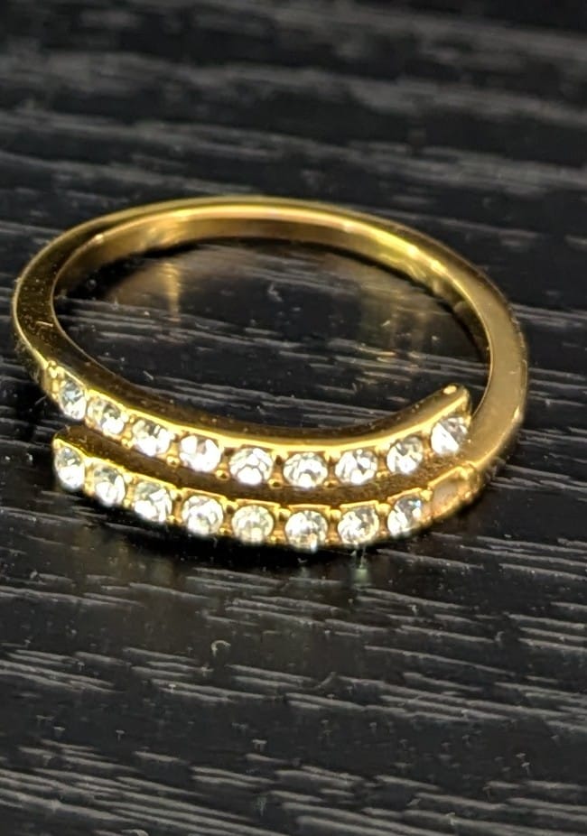 Customer photo review of Layered Gold & Crystal Wrap Ring