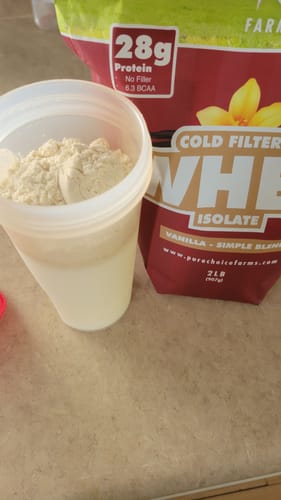 Customer photo review of Whey Protein Isolate with Organic Vanilla