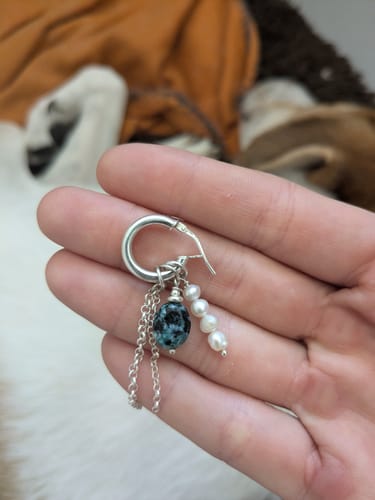 Customer photo review of עגילי טורקיז אפריקאי ופנינה | Kiwi