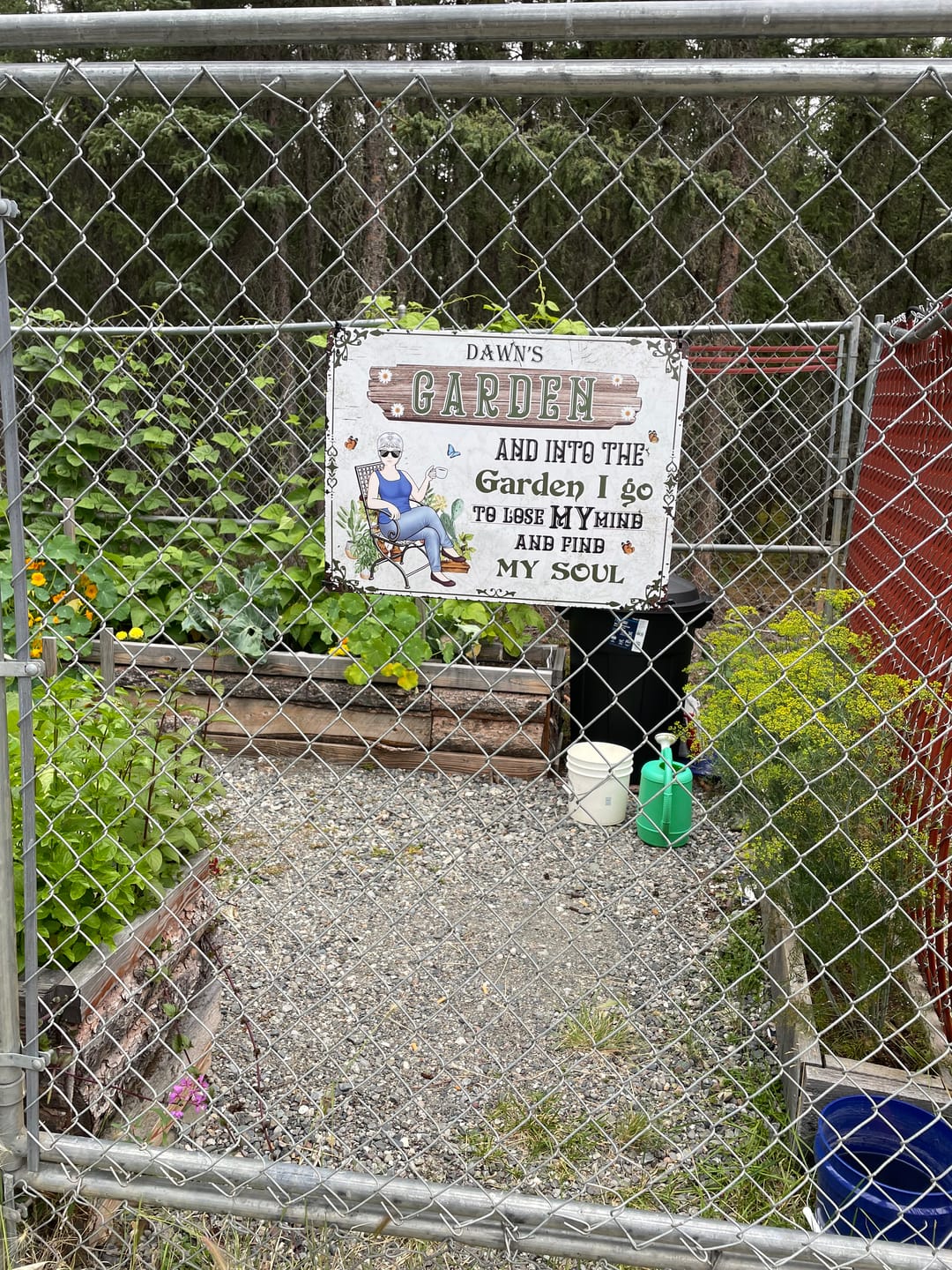 Customer photo review of And Into The Garden I Go Gardening Girl - Garden Sign - Personalized Custom Classic Metal Signs