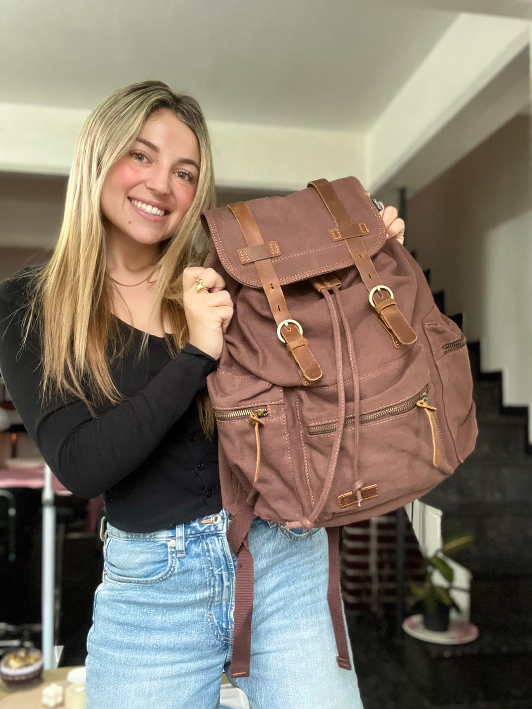 Customer photo review of Mochila Kaukko Vintage Casual de Lona Marca Vinitivo
