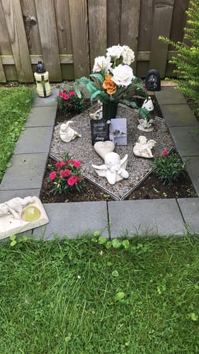 Customer photo review of Hunde Gedenktafel mit Foto & Spruch (UV- & Wetterfest)