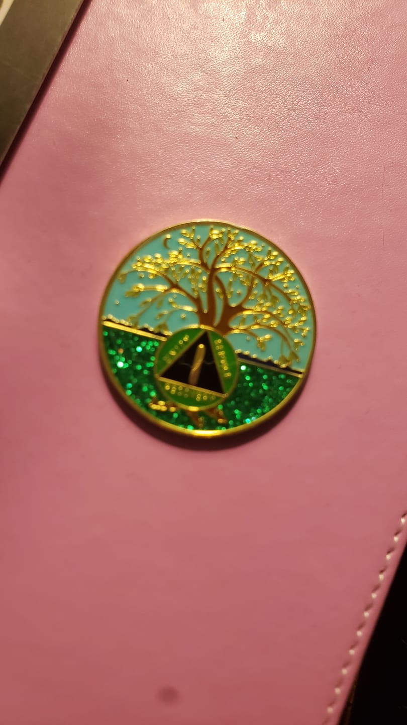 Customer photo review of 1 to 60 Year Tree of Life Specialty AA Recovery Medallion - Tri-Plated Chip/Coin