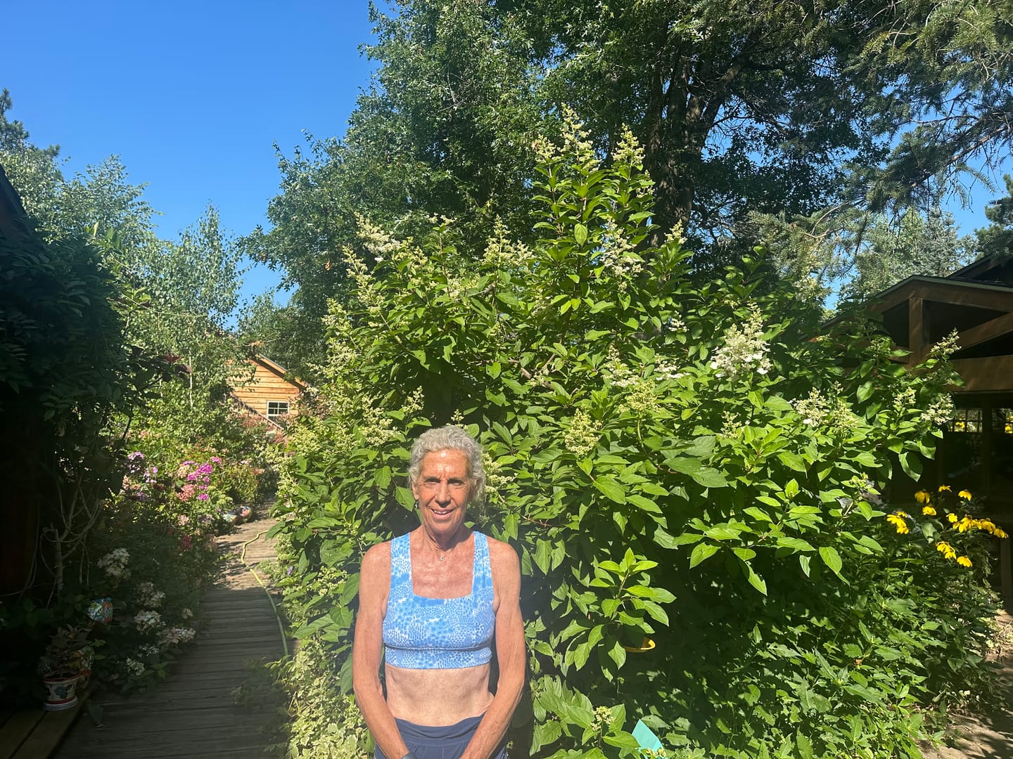 Customer photo review of Square Neck Sports Bra - Blue Floral