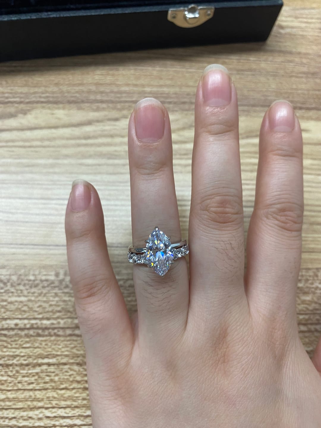Customer photo review of S925 Special 3.0Ct Marquise Cut Wedding Set Bridal Rings With Wedding Band Travel Rings