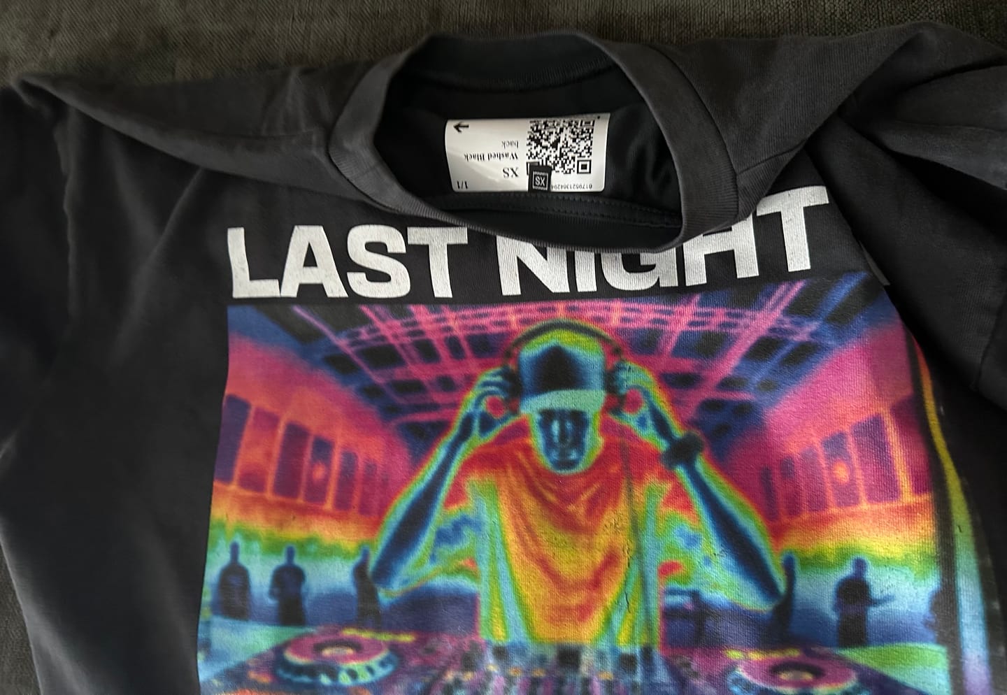 Customer photo review of NATZ Clothing! "Last night a Dj saved my life" Oversized Shirt (Backprint)