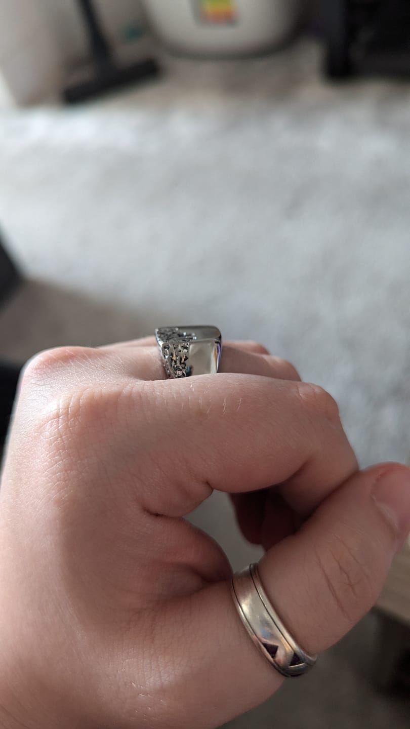 Customer photo review of Silver Moon Imprint Signet Ring