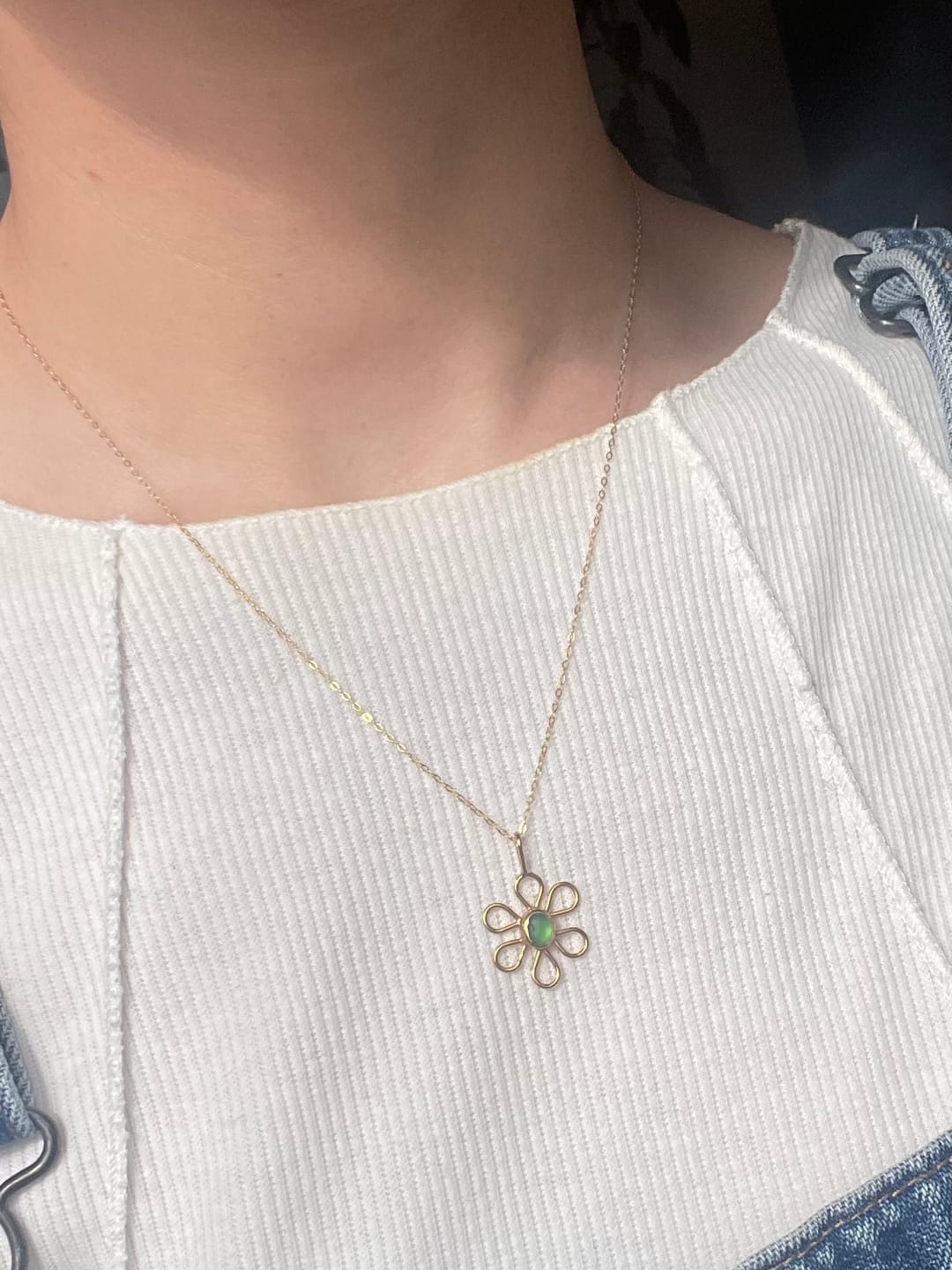 Customer photo review of Sea Glass Flower Necklace