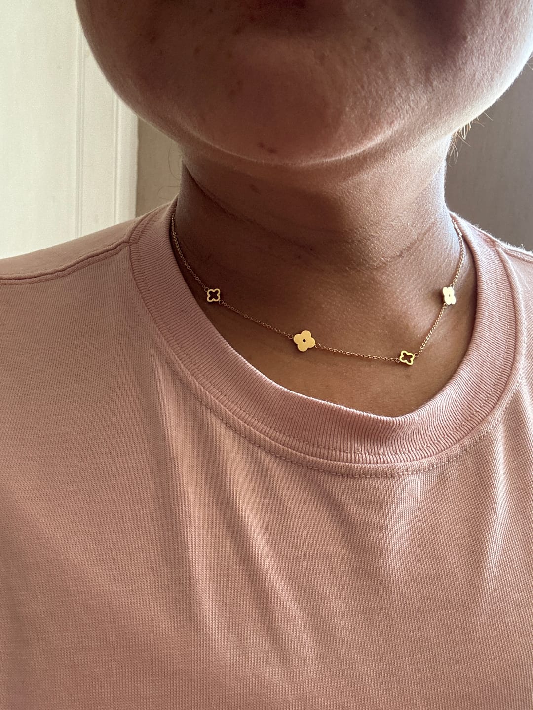 Customer photo review of Multi Clover Necklace