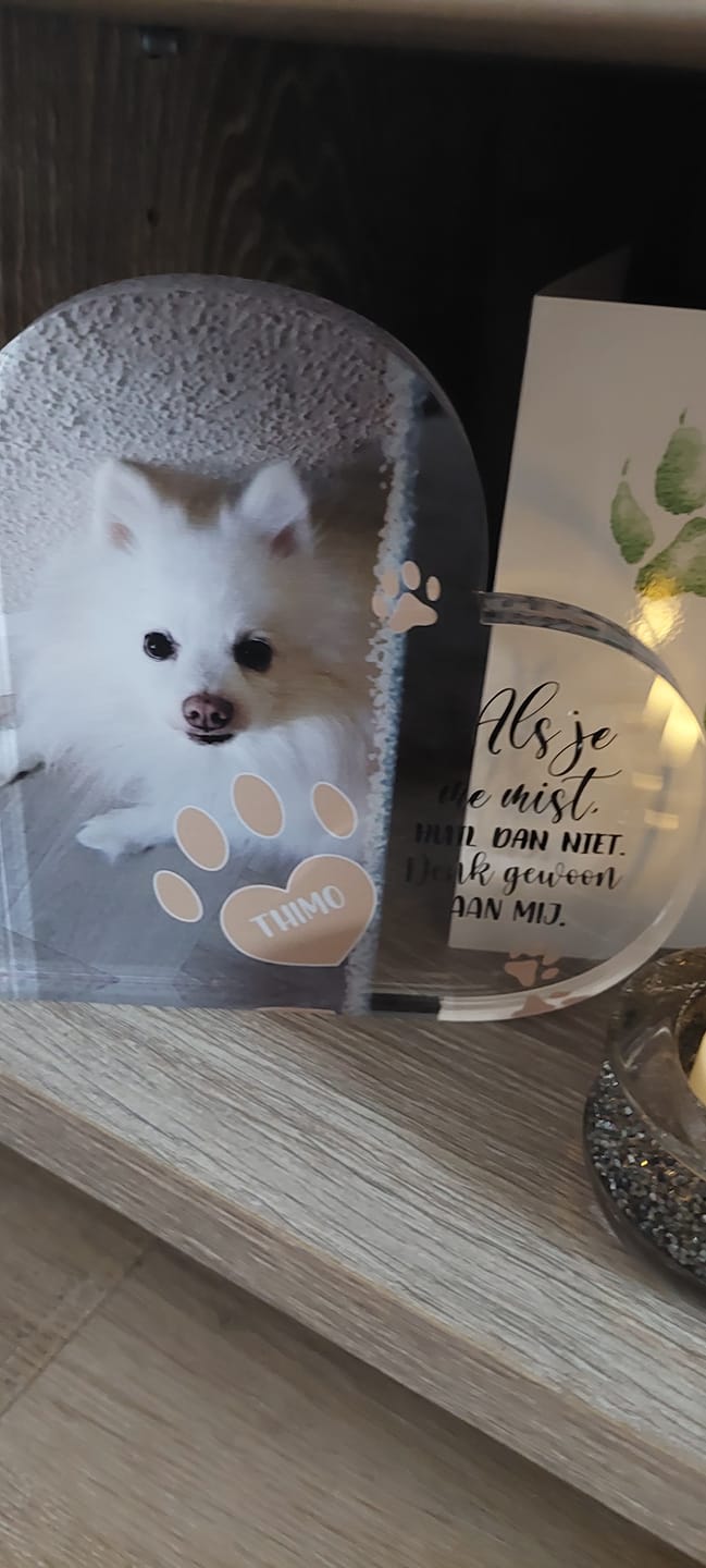 Customer photo review of Als je me mist - Gepersonaliseerd glazen hart