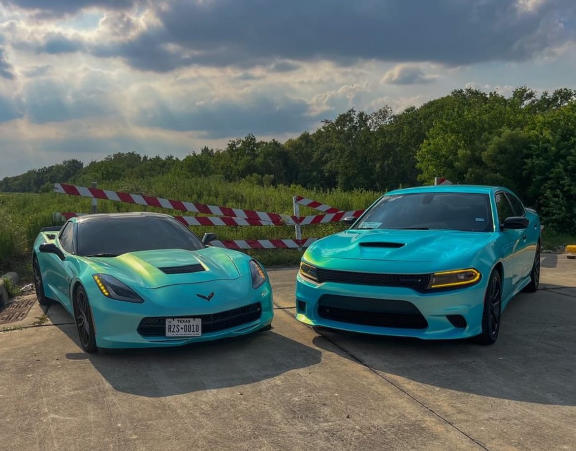 Customer photo review of Candy Metallic Neon Ice Blue Vinyl Wrap