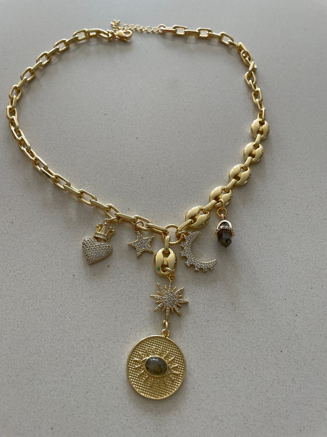 Customer photo review of Multi Charm Mix Chains Necklace