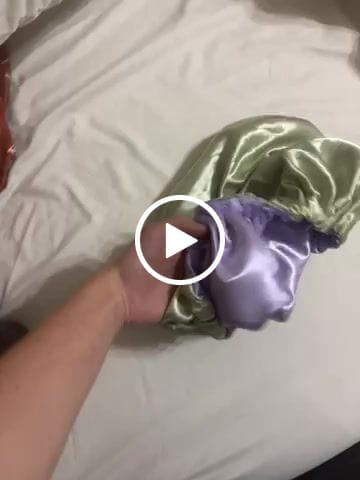 Customer video review of Sage Lilac Reversible Satin Bonnet