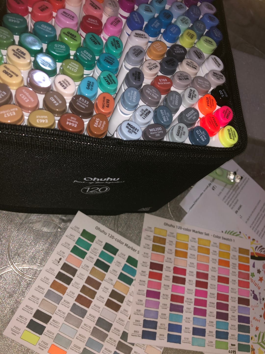 Customer photo review of Ohuhu Oahu 120 Colors Dual Tips Alcohol Art Markers, Fine & Chisel