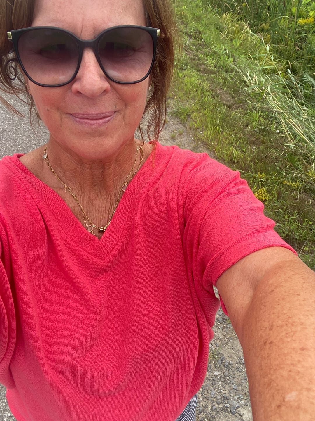 Customer photo review of Jolie All Day Slouch Top (Bright Tangerine)