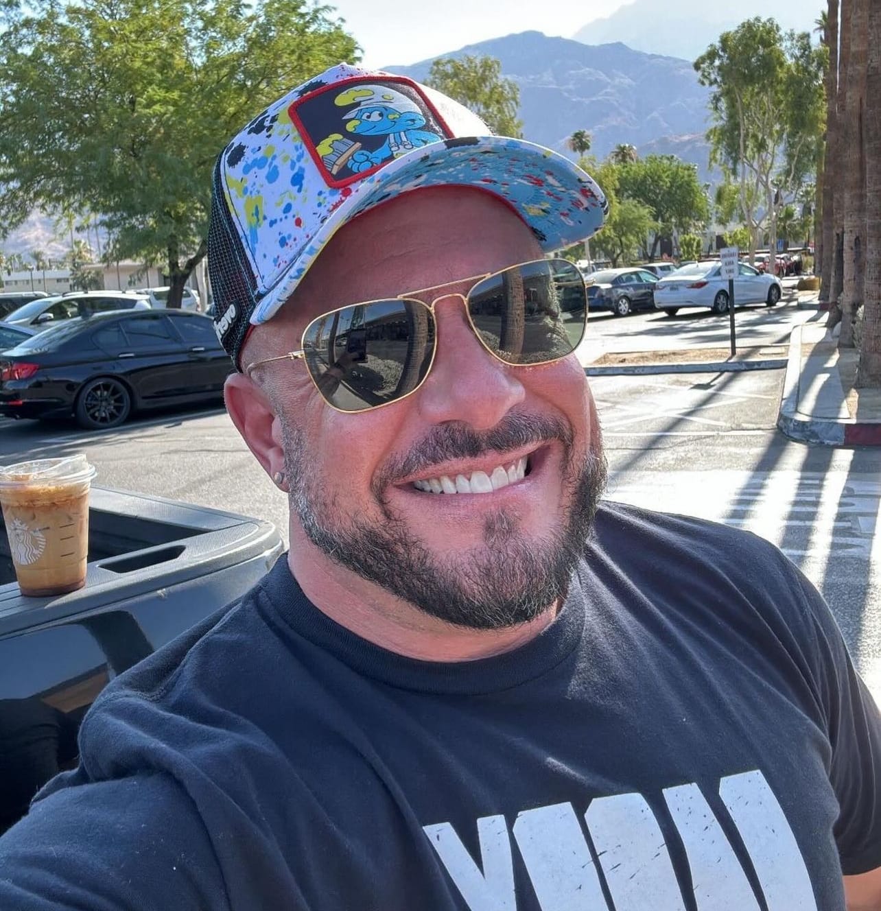 Customer photo review of OVERLORD X Smurfs: Painter Smurf Trucker Cap