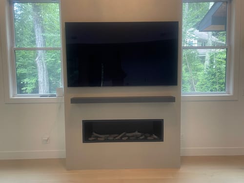 Customer photo review of Custom Metal Floating Mantel Shelf: Non-Combustible, 25+ Finishes, Any Size