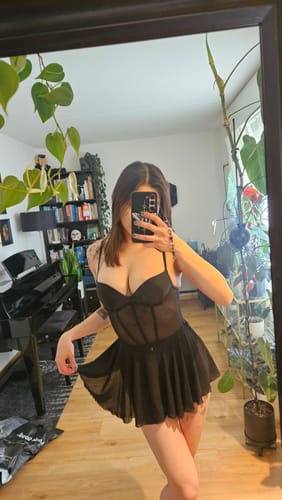 Customer photo review of Valentina Bodysuit - Mesh Panel Bodysuit Recycled Black
