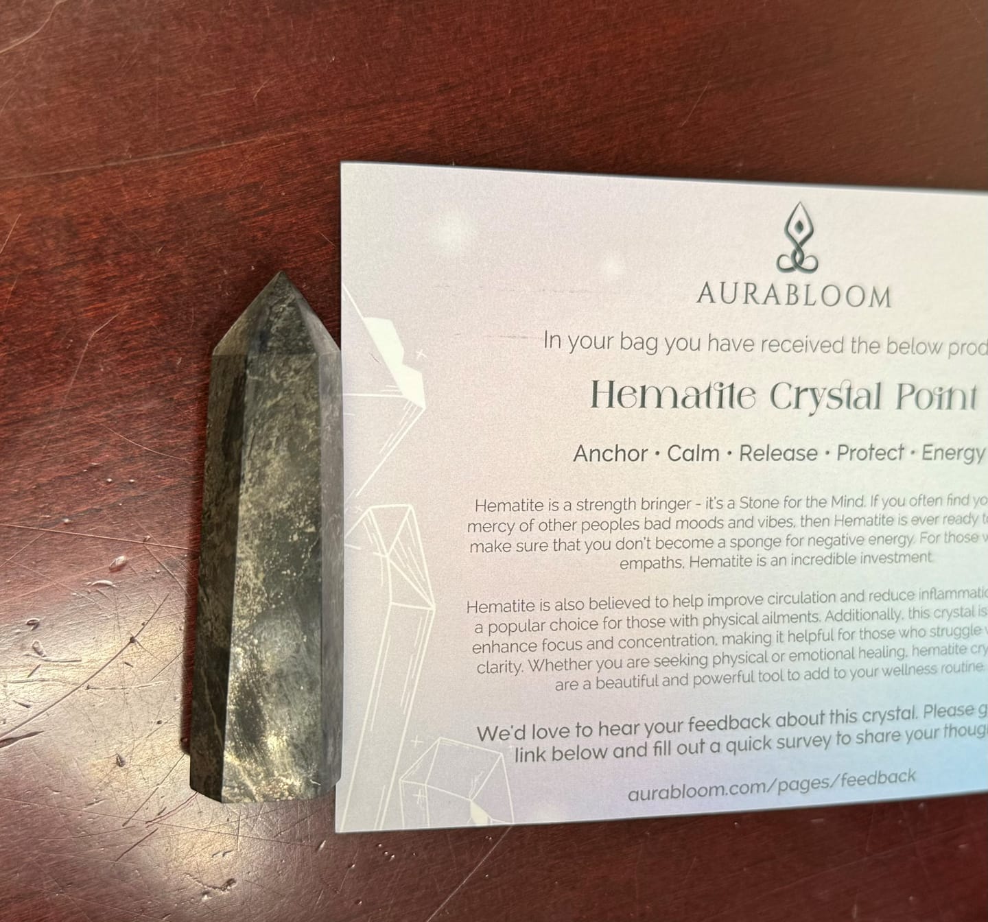 Customer photo review of Natural Hematite Crystal Point