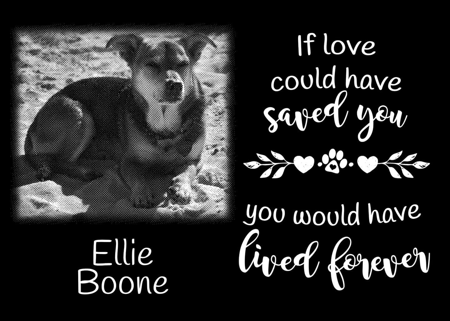 Customer photo review of Outdoor Personalized Dog Memorial Plaque If Love Could Have Saved You Personalized Outdoor Plaque