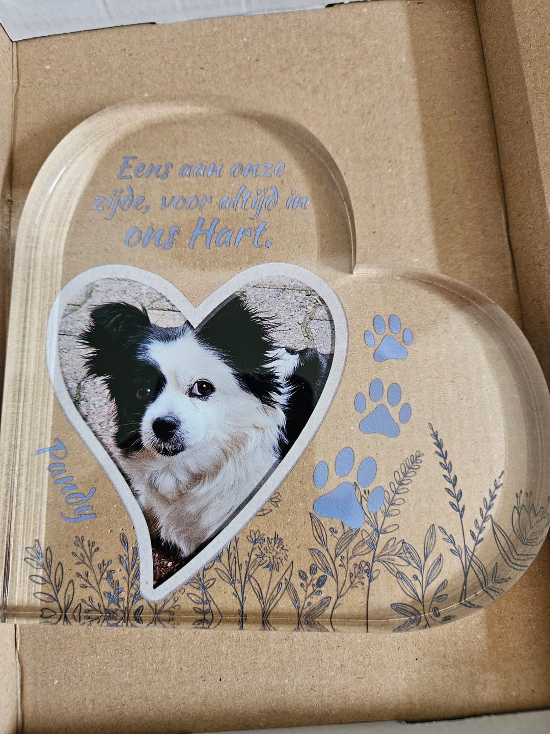 Customer photo review of Eens aan mijn zijde - Gepersonaliseerd glazen hart