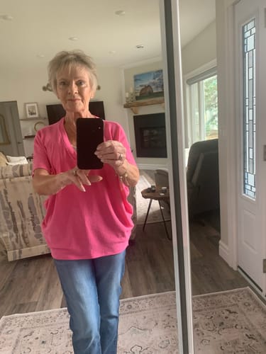 Customer photo review of Jolie Slouchy Pocket Tee (Azalea Pink)