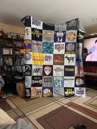 T-shirt quilt featuring pirates, beacons by Kristin from OR