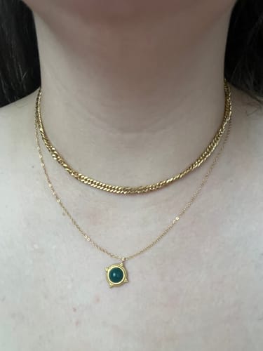 Customer photo review of The Empress - Tarot Card 18k Dainty Necklace with Blue Enamel