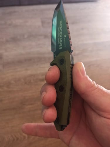 MINI MERCENARY D2 Fixed Blade | Brown G10 EDC Camping Knife